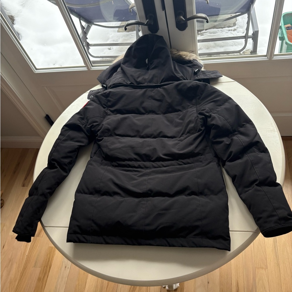 Canada Goose Chelsea Parka Black Puffer Jacket with Fur-Trim Hood - Picture 10 of 12